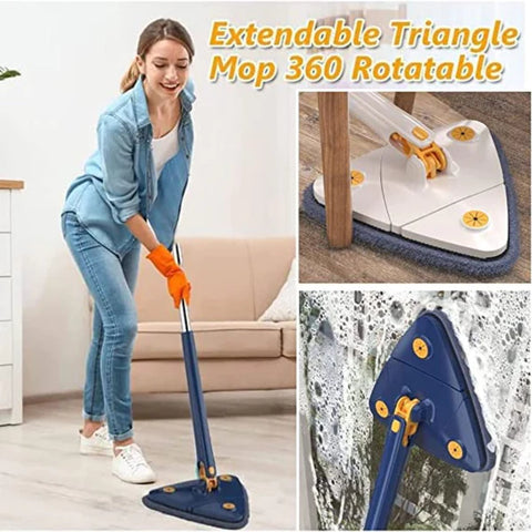 360° Rotatable & Adjustable Triangle Cleaning Mop With Twist Squeeze