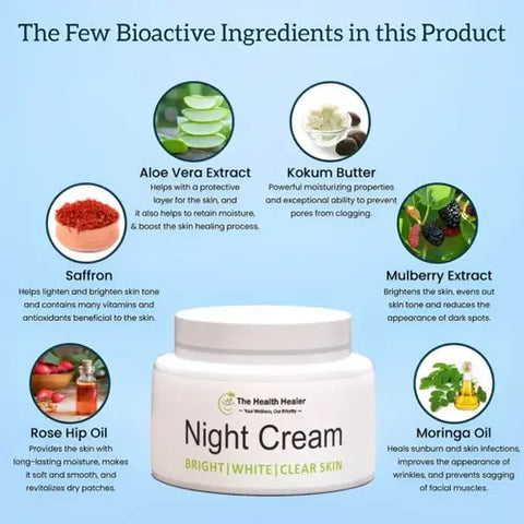 Night Cream For Bright, White & Clear Skin- The Health Healer Night Cream