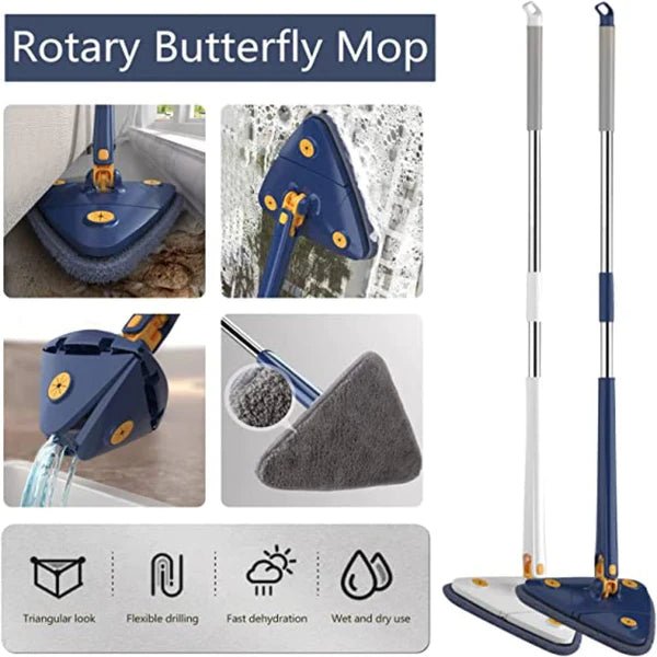 360° Rotatable & Adjustable Triangle Cleaning Mop With Twist Squeeze - Fiveas Store