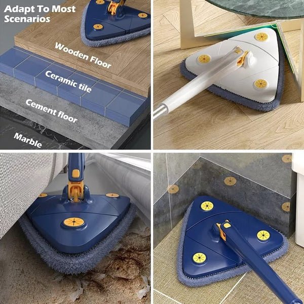 360° Rotatable & Adjustable Triangle Cleaning Mop With Twist Squeeze - Fiveas Store