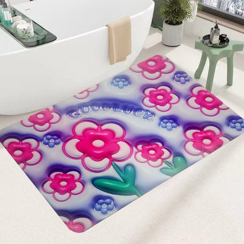 3D Flower Bathroom Rugs Non Slip Bath Mat - Fiveas Store