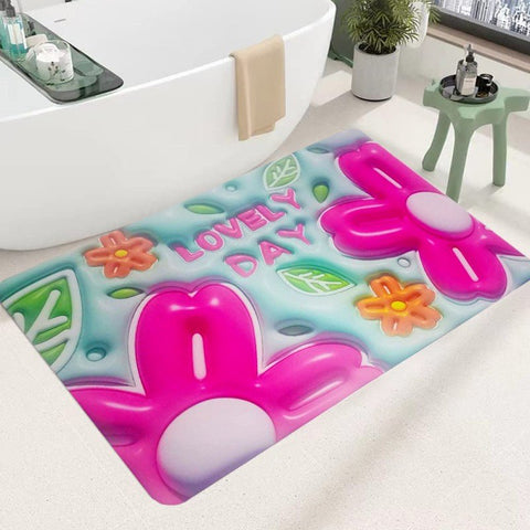 3D Flower Bathroom Rugs Non Slip Bath Mat - Fiveas Store